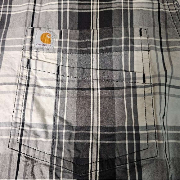 Carhartt XL Tall Plaid Button Up 100% Cotton Shirt Single Breast Pocket Size - Picture 7 of 16